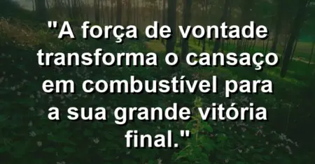 “A força de vontade transforma o cansaço em combustível para a sua grande vitória final.”