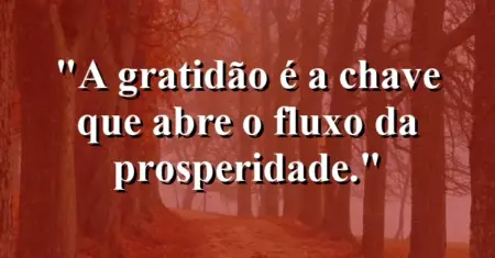 A gratidão é a chave que abre o fluxo da prosperidade.