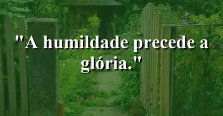 A humildade precede a glória.