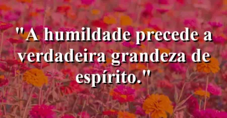 A humildade precede a verdadeira grandeza de espírito.