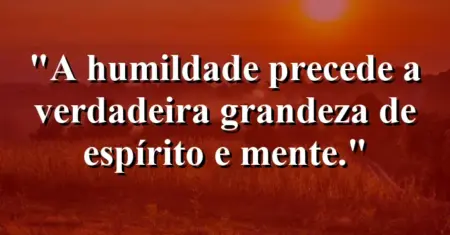 A humildade precede a verdadeira grandeza de espírito e mente.