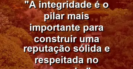 “A integridade é o pilar mais importante para construir uma reputação sólida e respeitada no mercado.”