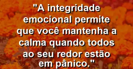 “A integridade emocional permite que você mantenha a calma quando todos ao seu redor estão em pânico.”