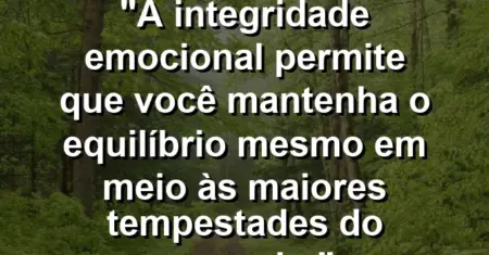 “A integridade emocional permite que você mantenha o equilíbrio mesmo em meio às maiores tempestades do mercado.”