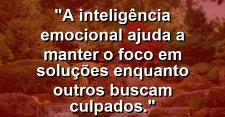 “A inteligência emocional ajuda a manter o foco em soluções enquanto outros buscam culpados.”