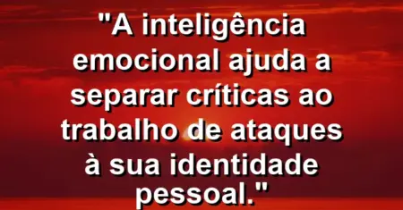 “A inteligência emocional ajuda a separar críticas ao trabalho de ataques à sua identidade pessoal.”