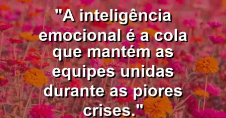 “A inteligência emocional é a cola que mantém as equipes unidas durante as piores crises.”