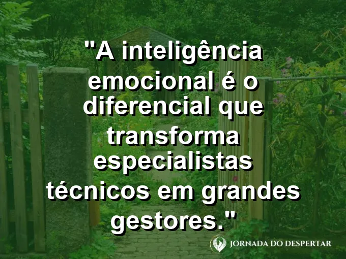 Escada tecnológica que se torna humana no topo com frase sobre gestão de pessoas.