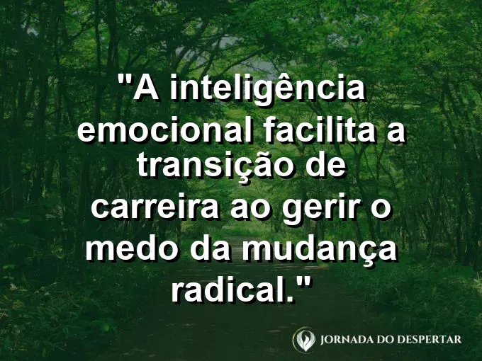 Pessoa trocando de trilhos em uma ferrovia com frase sobre transição de carreira e medo.