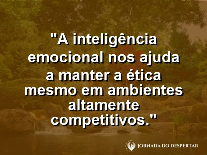 Balança equilibrada sobre uma mesa de escritório moderna com frase sobre ética e inteligência emocional.