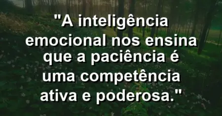 “A inteligência emocional nos ensina que a paciência é uma competência ativa e poderosa.”