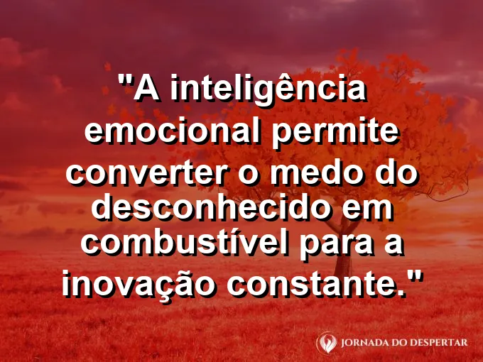 Pessoa saltando entre dois prédios com frase sobre medo e inovação.