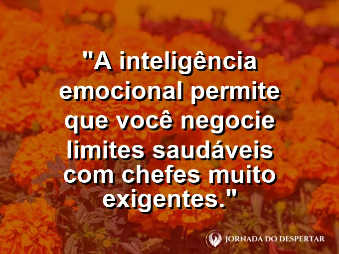 Mão sinalizando uma barreira saudável de forma polida com frase sobre limites e chefes exigentes.