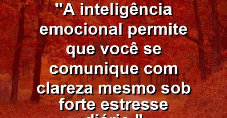 “A inteligência emocional permite que você se comunique com clareza mesmo sob forte estresse diário.”