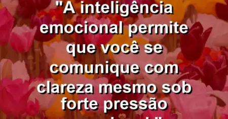 “A inteligência emocional permite que você se comunique com clareza mesmo sob forte pressão emocional.”