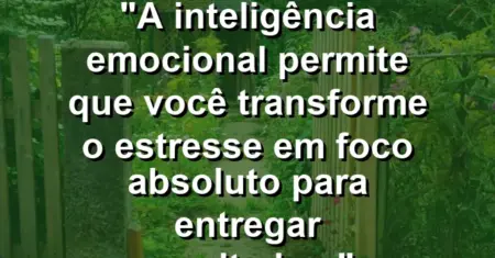 “A inteligência emocional permite que você transforme o estresse em foco absoluto para entregar resultados.”