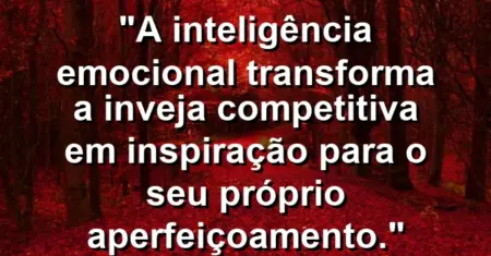 “A inteligência emocional transforma a inveja competitiva em inspiração para o seu próprio aperfeiçoamento.”