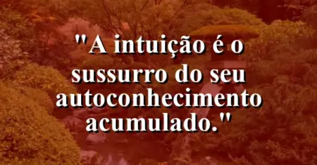 A intuição é o sussurro do seu autoconhecimento acumulado.