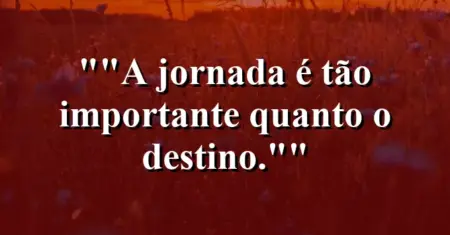 “A jornada é tão importante quanto o destino.”