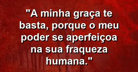 “A minha graça te basta, porque o meu poder se aperfeiçoa na sua fraqueza humana.”