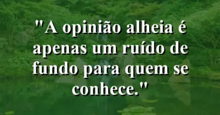 A opinião alheia é apenas um ruído de fundo para quem se conhece.