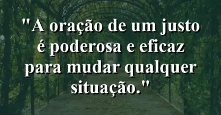 “A oração de um justo é poderosa e eficaz para mudar qualquer situação.”
