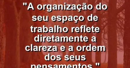 “A organização do seu espaço de trabalho reflete diretamente a clareza e a ordem dos seus pensamentos.”