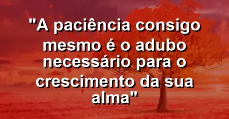 “A paciência consigo mesmo é o adubo necessário para o crescimento da sua alma”