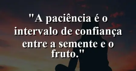A paciência é o intervalo de confiança entre a semente e o fruto.