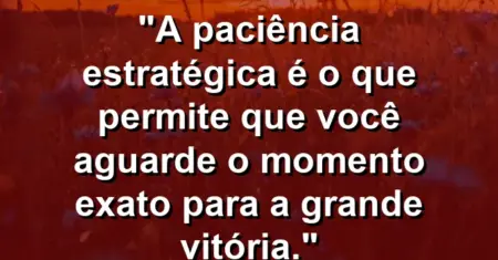 “A paciência estratégica é o que permite que você aguarde o momento exato para a grande vitória.”