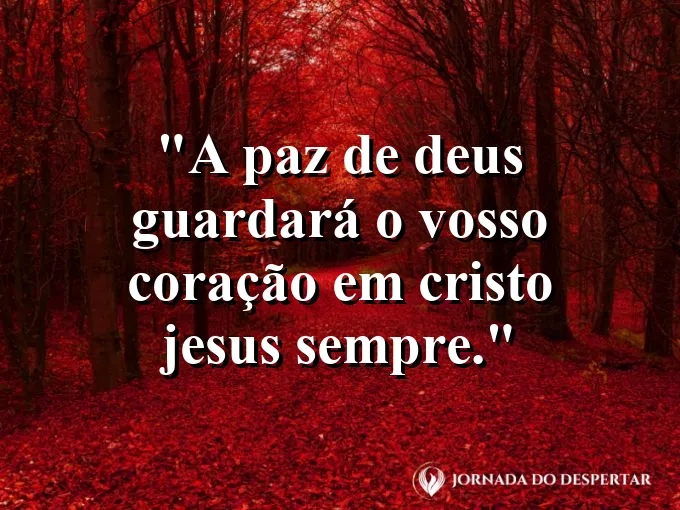 Superfície de um lago calmo refletindo o céu azul com texto sobre a paz de Deus.
