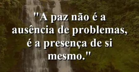 A paz não é a ausência de problemas, é a presença de si mesmo.