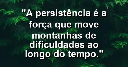 “A persistência é a força que move montanhas de dificuldades ao longo do tempo.”