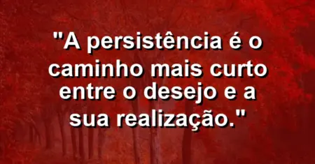 “A persistência é o caminho mais curto entre o desejo e a sua realização.”