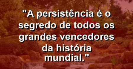 “A persistência é o segredo de todos os grandes vencedores da história mundial.”