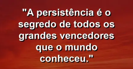“A persistência é o segredo de todos os grandes vencedores que o mundo conheceu.”