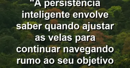 “A persistência inteligente envolve saber quando ajustar as velas para continuar navegando rumo ao seu objetivo final.”