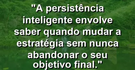 “A persistência inteligente envolve saber quando mudar a estratégia sem nunca abandonar o seu objetivo final.”