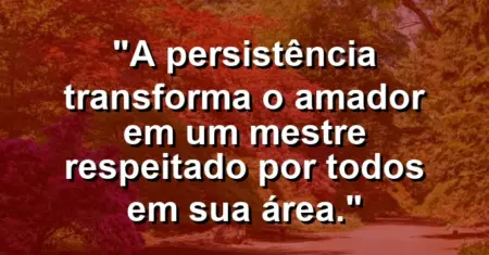 “A persistência transforma o amador em um mestre respeitado por todos em sua área.”