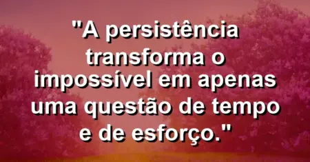 “A persistência transforma o impossível em apenas uma questão de tempo e de esforço.”