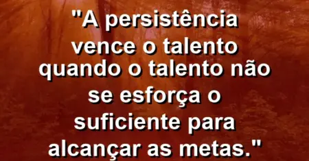 “A persistência vence o talento quando o talento não se esforça o suficiente para alcançar as metas.”