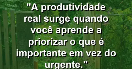 “A produtividade real surge quando você aprende a priorizar o que é importante em vez do urgente.”