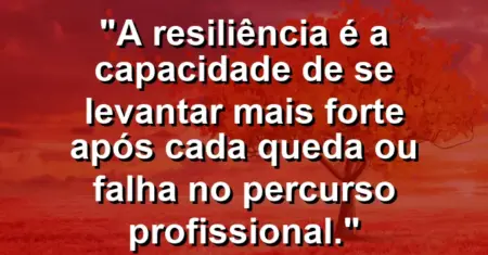 “A resiliência é a capacidade de se levantar mais forte após cada queda ou falha no percurso profissional.”