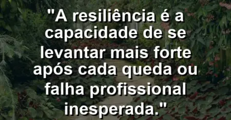“A resiliência é a capacidade de se levantar mais forte após cada queda ou falha profissional inesperada.”