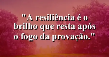 A resiliência é o brilho que resta após o fogo da provação.