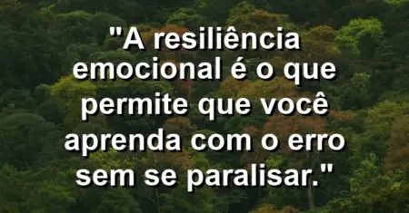 “A resiliência emocional é o que permite que você aprenda com o erro sem se paralisar.”