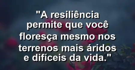 “A resiliência permite que você floresça mesmo nos terrenos mais áridos e difíceis da vida.”