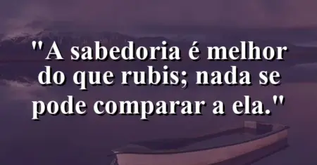 “A sabedoria é melhor do que rubis; nada se pode comparar a ela.”
