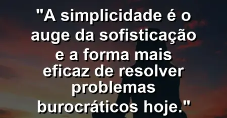 “A simplicidade é o auge da sofisticação e a forma mais eficaz de resolver problemas burocráticos hoje.”