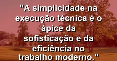 “A simplicidade na execução técnica é o ápice da sofisticação e da eficiência no trabalho moderno.”